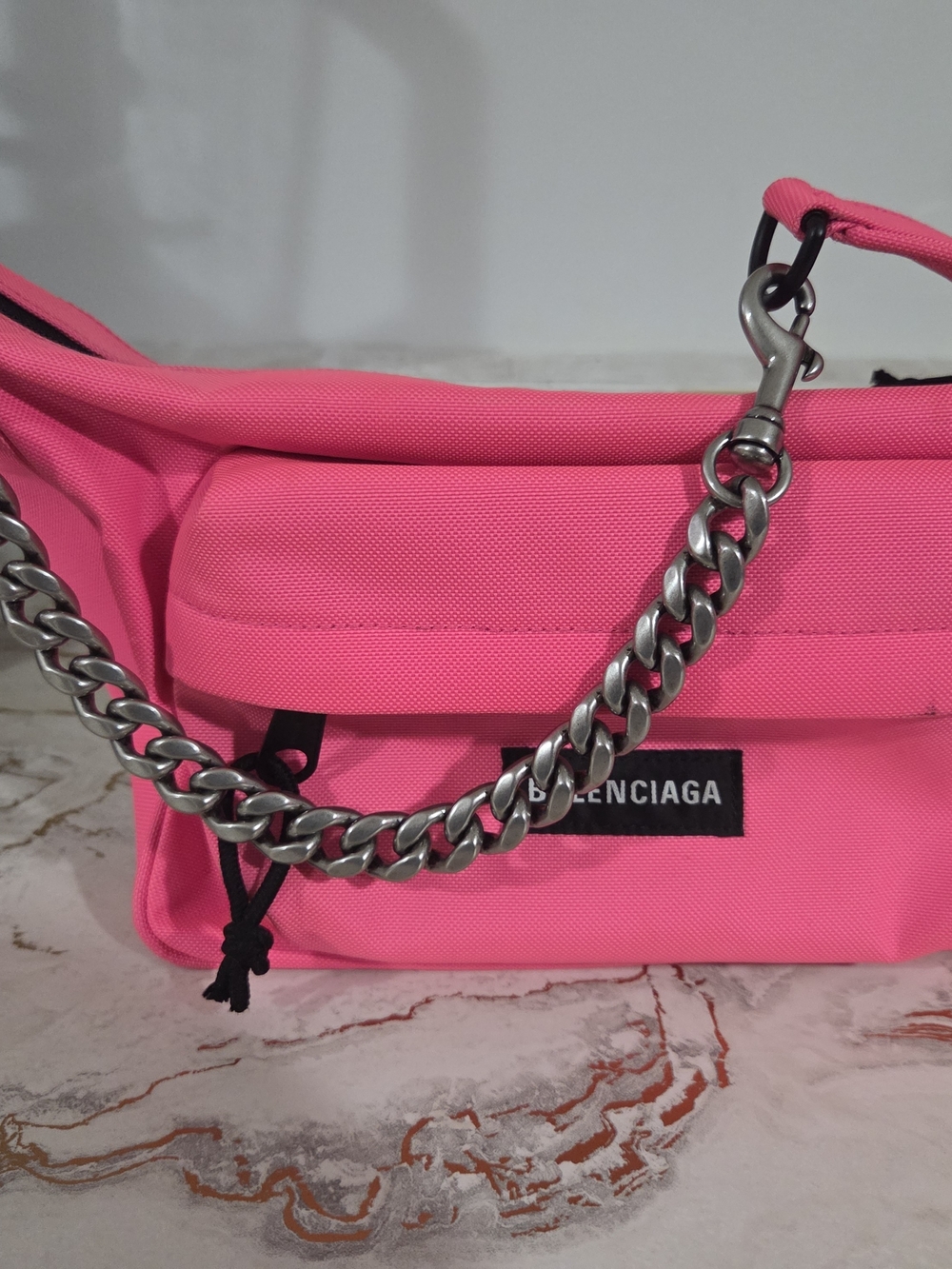 Balenciaga Pink Chain-Accent Crossbody Bag